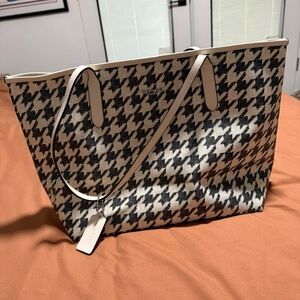 Coach City Black and White Houndstooth Tote